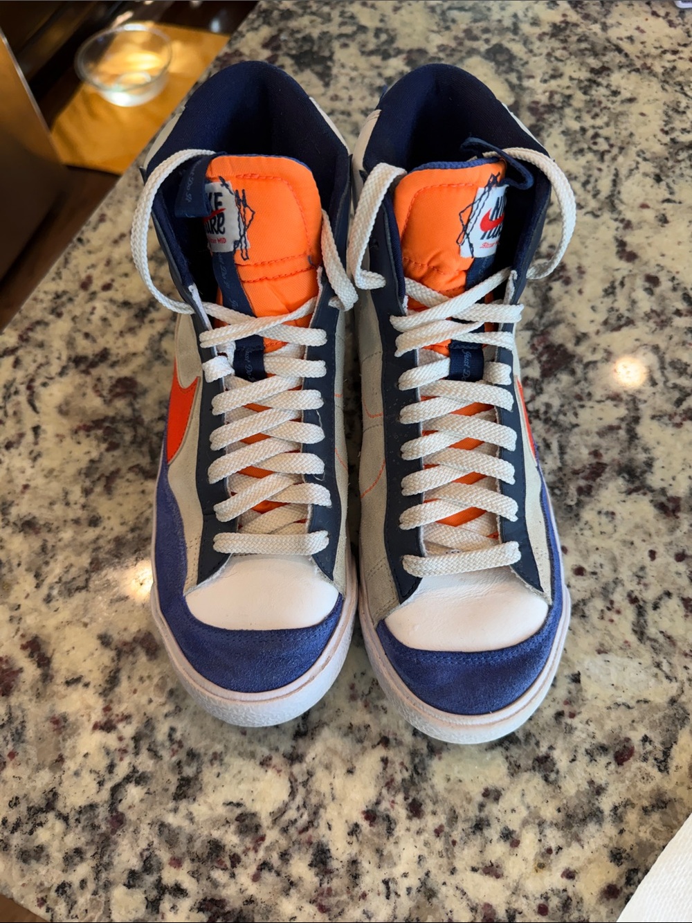Nike High-Top Sneakers in Navy, Orange & White